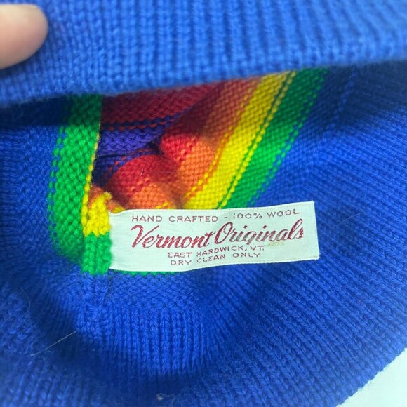 Vermont Originals Unisex Wool Ski Hat Handcrafted Rainbow PomPom - Picture 6 of 8